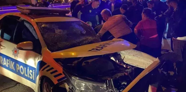 Giresun'da şüpheli aracı takip eden polis aracı kaza yaptı!