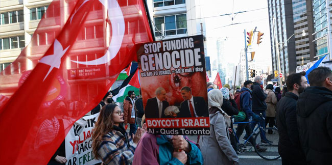 Toronto'da Filistin'e destek gösterisi