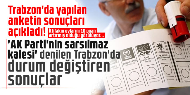 Trabzon'da yapılan anketin sonuçlarını açıkladı! 'AK Parti'nin sarsılmaz kalesi' denilen Trabzon'da durum değiştiren sonuçlar
