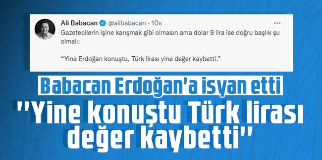 Babacan Erdoğan'a isyan etti: Yine konuştu Türk lirası değer kaybetti