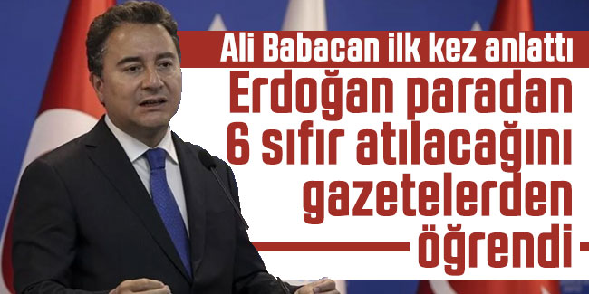 Ali Babacan ilk kez anlattı: Erdoğan paradan 6 sıfır atılacağını gazetelerden öğrendi