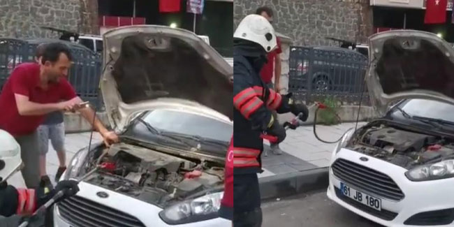 Trabzon’da bir otomobilin motorundan yılan çıktı