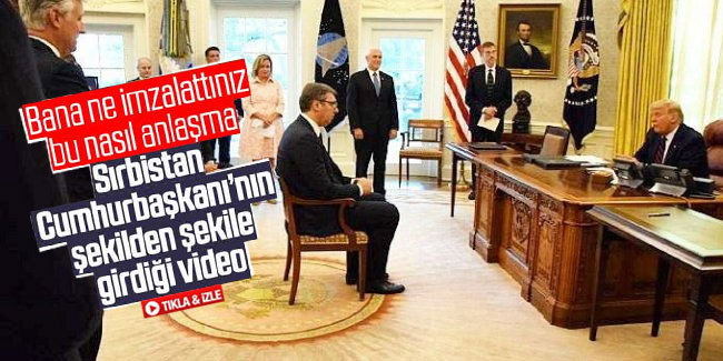 Dünya bu görüntüleri konuşuyor: Sırbistan Cumhurbaşkanı’ndan Trump’ın karşısında “Biz ne yaptık” bakışı