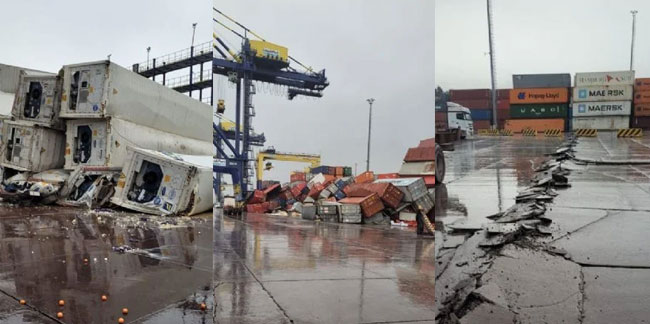 Deprem İskenderun Limanı'nı da vurdu! Yüzlerce konteyner yerle bir oldu