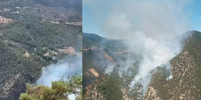 Söndürülemeyen orman yangınına Ankara ve Balıkesir'den helikopter desteği