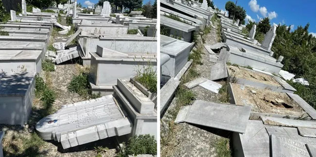 Hasköy'deki Yahudi mezarlığına saldırı: 36 mezar taşı kırıldı