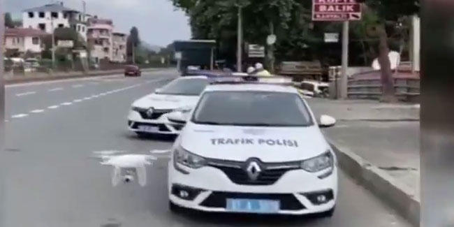 Trabzon'da drone çekimli trafik uygulaması başladı