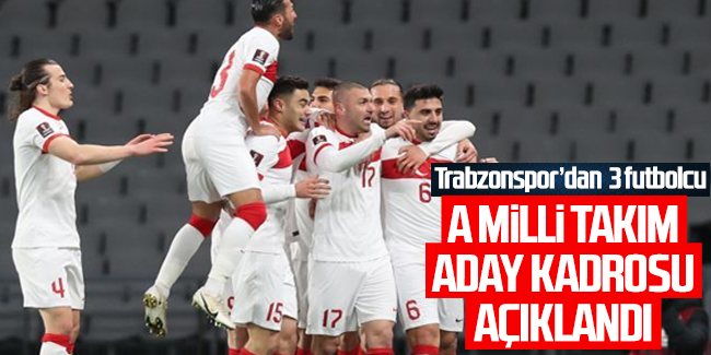 Milli takım aday kadrosu açıklandı! Trabzonspor'dan 3 futbolcu...