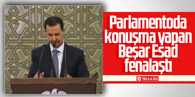 Parlamentoda konuşma yapan Beşar Esad fenalaştı