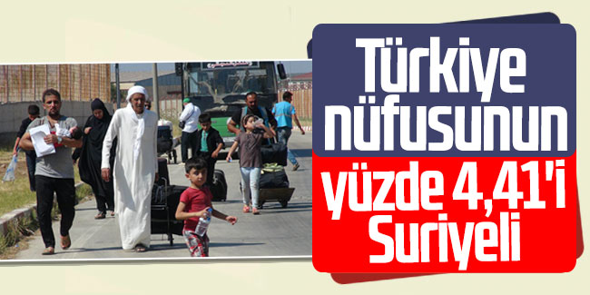 Türkiye nüfusunun yüzde 4,41'i Suriyeli