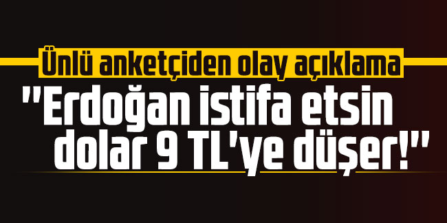 Ünlü anketçiden olay açıklama: ''Erdoğan istifa etsin dolar 9 TL'ye düşer!''