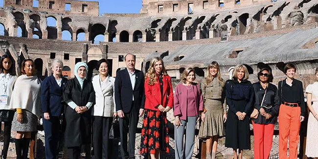 Emine Erdoğan, Roma'da lider eşleriyle bir araya geldi