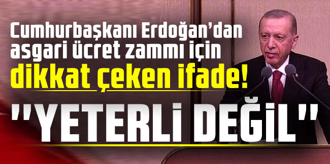 Cumhurbaşkanı Erdoğan asgari ücret zammı için ''yeterli değil'' dedi