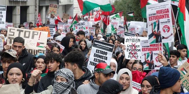 İspanya'da öğrenciler Filistin’e destek için ders bıraktı!