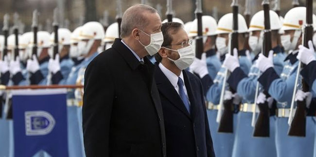 Erdoğan, İsrail Cumhurbaşkanı Herzog'u törenle karşıladı!