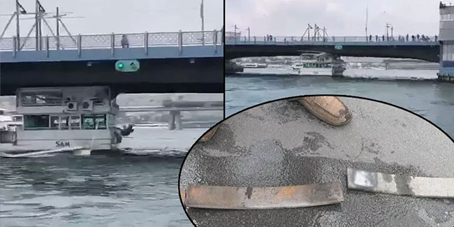 Dehşet dakikaları yaşandı! Tekne Galata Köprüsü'ne çarptı