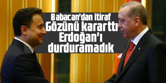 Babacan'dan itiraf: Gözünü kararttı, Erdoğan'ı durduramadık
