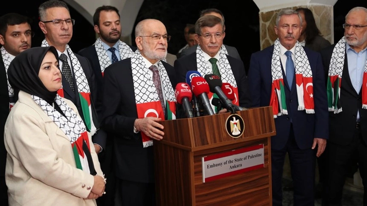 Davutoğlu ve Karamollaoğlu'ndan Filistin Büyükelçisi'ne ziyaret 