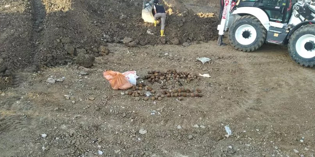 İnşaat kazısında 1'inci Dünya Savaşı'ndan kalma el bombası bulundu