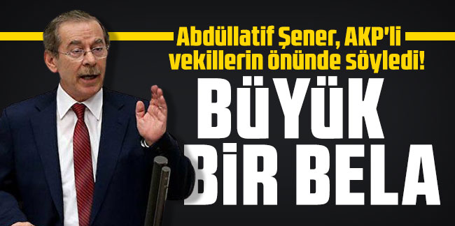 Abdüllatif Şener, AKP'li vekillerin önünde söyledi! Büyük bir bela