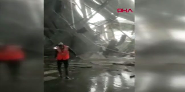 İstanbul Havalimanı yağan kara dayanamadı! Terminal çöktü