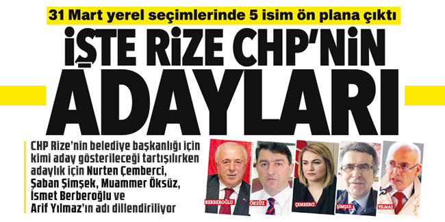 31 Mart yerel seçimlerinde 5 ismin adı ön plana çıktı! İşte CHP Rize’nin Başkan adayları