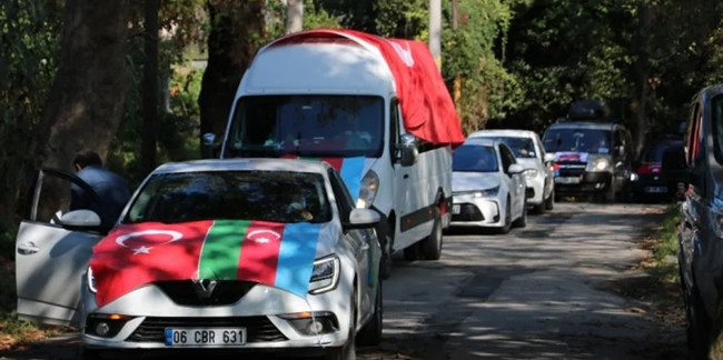 Zonguldak'ta Azerbaycan'a destek için araç konvoyu oluşturuldu