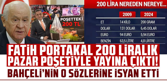 Fatih Portakal 200 liralık pazar poşetiyle yayına çıktı! Bahçeli'nin o sözlerine isyan etti!