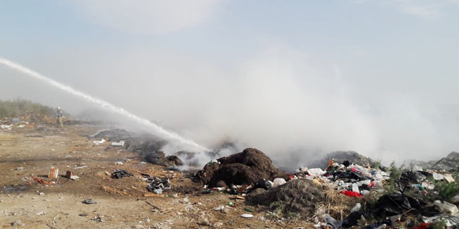 Burhaniye’de çöplük yangını