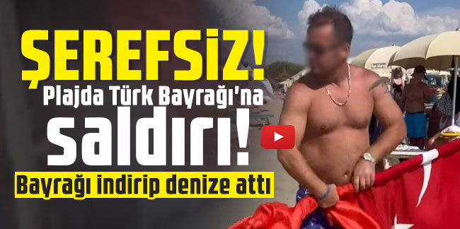 Plajda Türk Bayrağı'na saldırı! Bayrağı indirip denize attı!