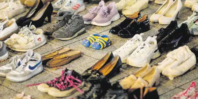 Ölen Filistinliler anısına 2 bin ayakkabı