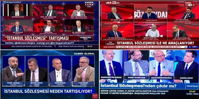 4 haber kanalında İstanbul Sözleşmesini erkekler tartıştı