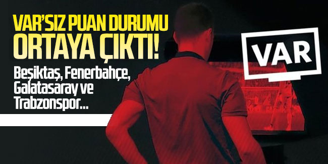 VAR'sız puan durumu ortaya çıktı! Beşiktaş, Fenerbahçe, Galatasaray ve Trabzonspor...