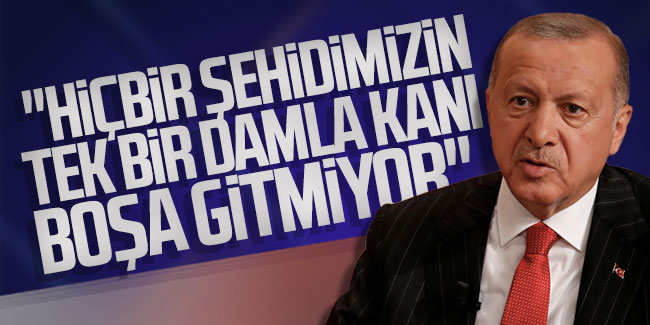 Erdoğan: ''Hiçbir şehidimizin tek bir damla kanı boşa gitmiyor''