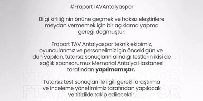 Antalyaspor’dan açıklama: İnceleme yapılacaktır
