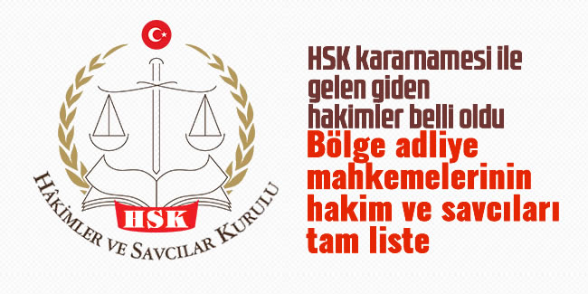 HSK kararnamesi ile Trabzon'a gelen ve giden hakim ve savcılar belli oldu 