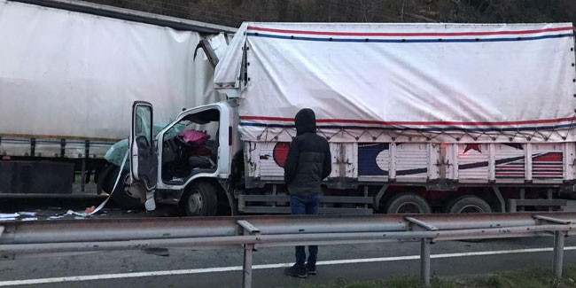 Artvin’de kamyonet park halindeki TIR’a çarptı: 2 yaralı