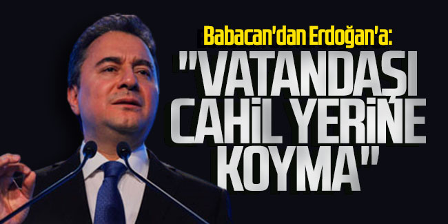 Babacan'dan Erdoğan'a: Vatandaşı cahil yerine koyma