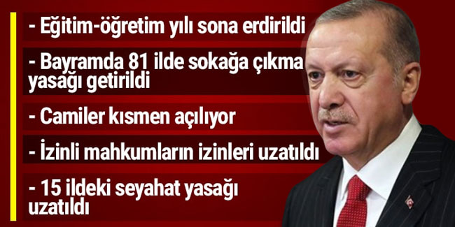 Erdoğan: Bayramda 81 ilde sokağa çıkma yasağı uygulanacak