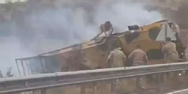 Mardin'de zırhlı askeri araç şarampole devrildi