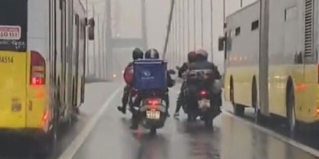 15 Temmuz Şehitler Köprüsü'nde 4 motosikletliye 2 otobüs koruması