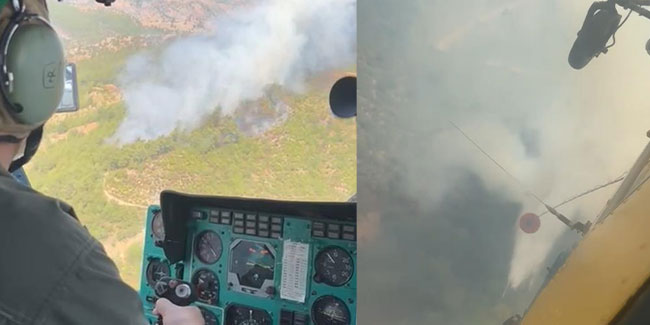 Feke'deki orman yangınına havadan müdahale de başladı