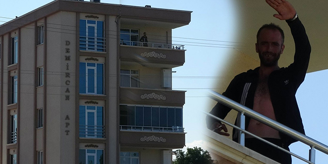 4. kattaki evinin balkonunda intihar etmeye kalktı, polise sandalye attı