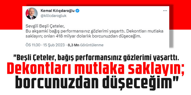Kılıçdaroğlu: ''Beşli çeteler bağış dekontlarını saklasın''