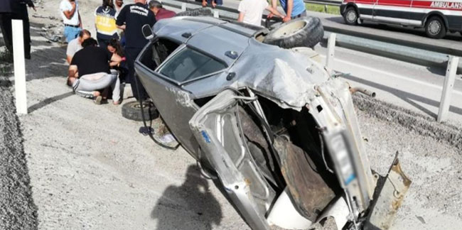 Erzurum'da otomobil takla attı! 5 kişi yaralandı