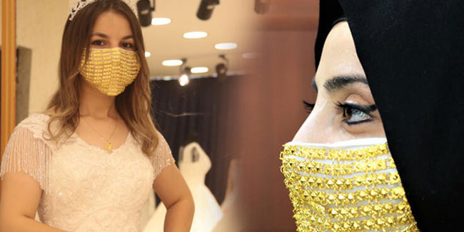 Gelinler için altın işlemeli maske üretildi!