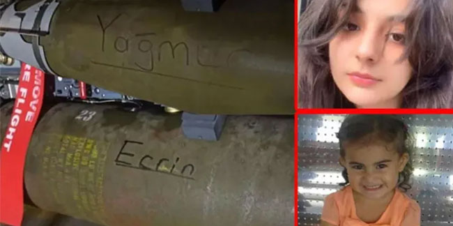 Pençe Kılıç Harekâtı'ndan yeni görüntü! Bombalara Yağmur ve Ecrin'in adı yazıldı