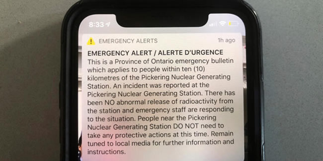 Kanada'da ''nükleer alarmı'' panik yarattı