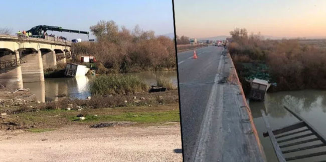 Bursa'da portakal yüklü kamyon, köprüden çaya uçtu: 1 ölü