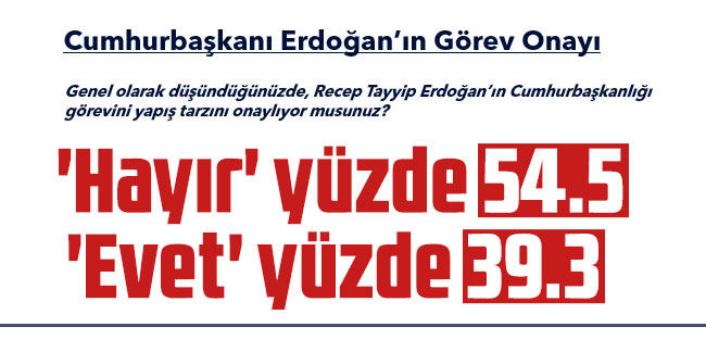 Erdoğan'ın görev onayı: 'Hayır' yüzde 54.5, 'Evet' yüzde 39.3